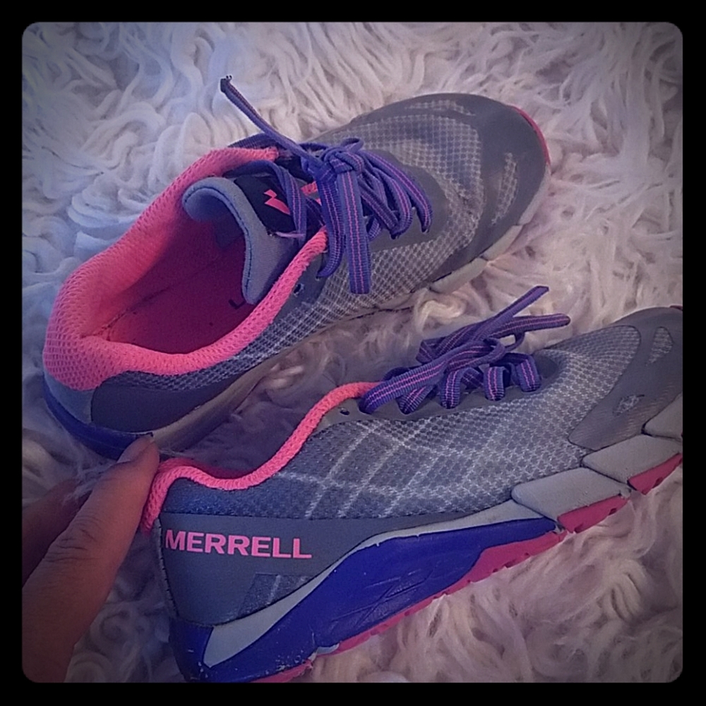 Merrell Kids' Bare Access Sneaker gray Pink 11.5